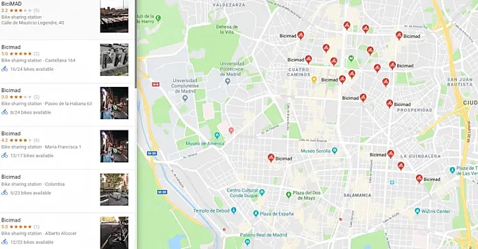 Google Maps comienza a informar sobre alquiler de bicicletas en Madrid y Barcelona