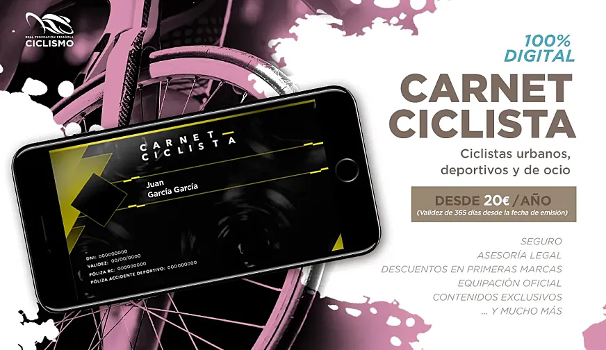 El carnet ciclista 100% digital, por lo que podemos acceder a todas sus ventajas a través del teléfono móvil.