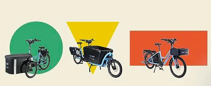 Los tres modelos de bicicleta de carga de Véligo.
