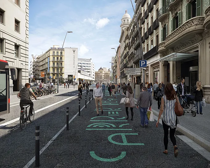 El BACC denuncia la ausencia de un carril bici en la reforma de la calle Pelai de Barcelona