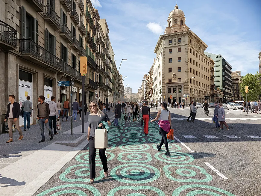 Recreación virtual del resultado de la reforma en la calle Pelai de Barcelona (foto: Ayuntamiento de Barcelona.