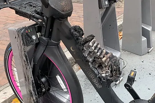 Así quedó una de las bicicletas de Lyft (foto: Zach Rutta).