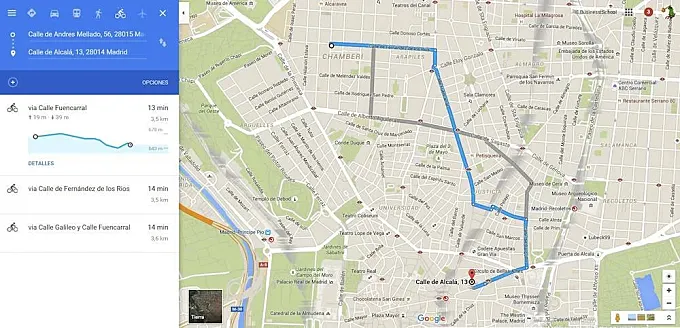 Google Maps ya permite planificar rutas ciclistas
