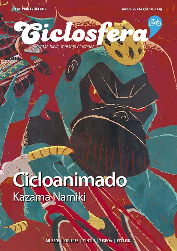 Portada de Ciclosfera 28, número de primavera de 2019, con ilustración del japonés Kazama Namiki