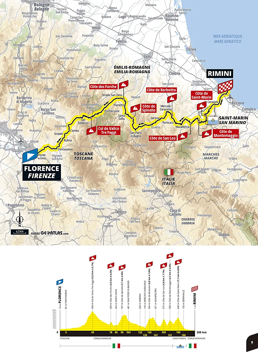 La primera etapa del Tour de Francia transcurre entre Florencia y Rimini.