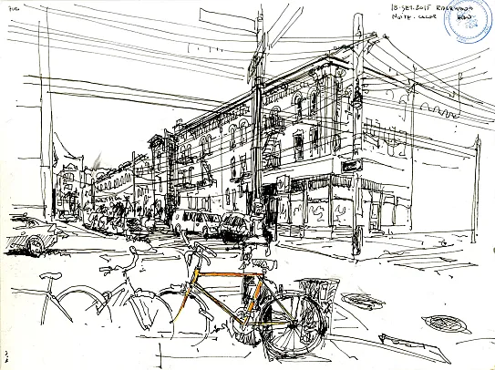 Hugo Costa es un maestro del urban sketching, que él desarrolla moviéndose en bicicleta.
