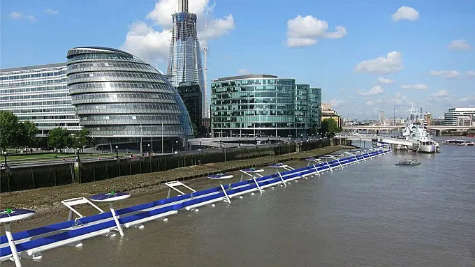 Un carril bici flotante en Londres: el Thames Deckway