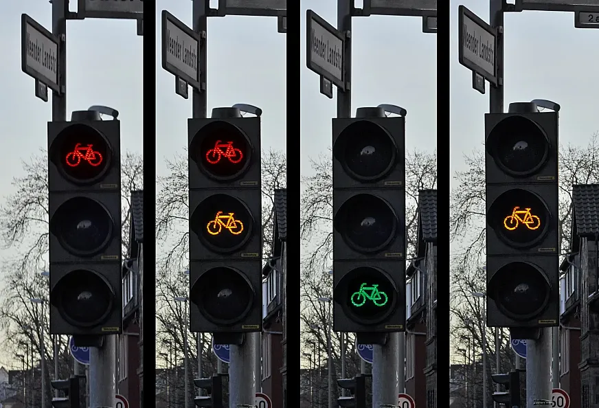 Semáforos ciclistas en Alemania.