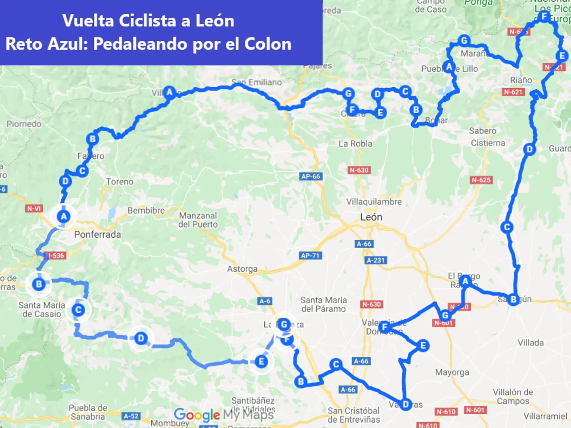 Mapa del recorrido de 741 km pedaleando contra el cáncer de colon.
