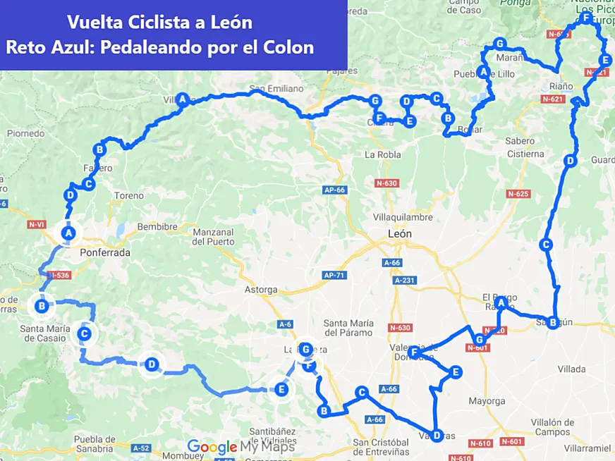 Mapa del recorrido de 741 km pedaleando contra el cáncer de colon.