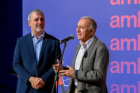 Antoni Poveda y Jaume Collbini en la presentación de AMBici.