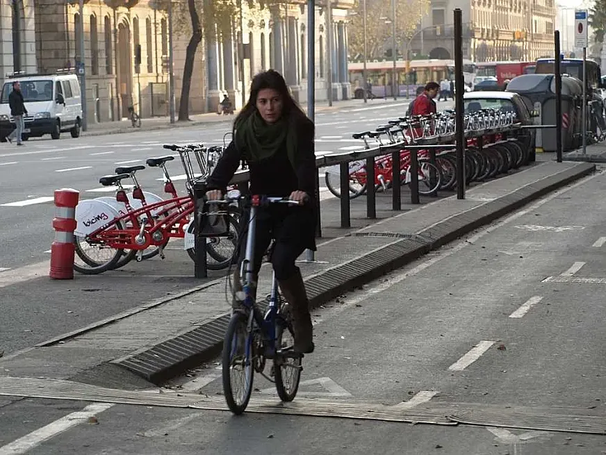 Carriles bici en Barcelona.