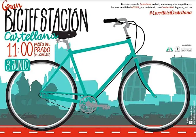 La plataforma Carril Bici Castellana llama a una gran Bicifestación el 3 de junio