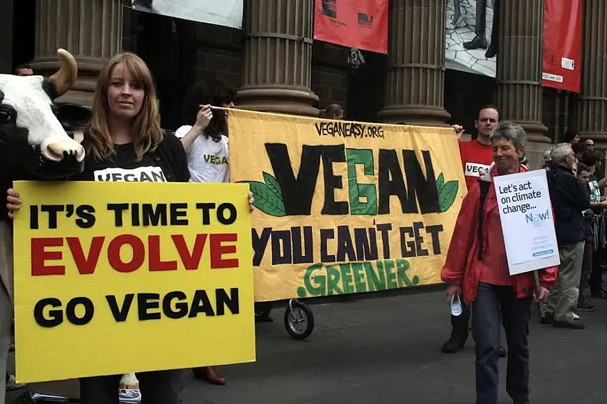 Manifestantes veganos en la COP15 de Copenhague.