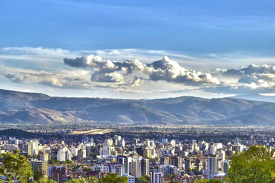 Vista aérea de Cochabamba.