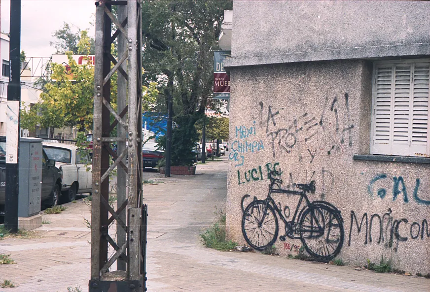 350 bicicletas siguen pintadas en las calles de Rosario recordando a los desaparecidos en la dictadura militar (foto: Nicolás Pousthomis).