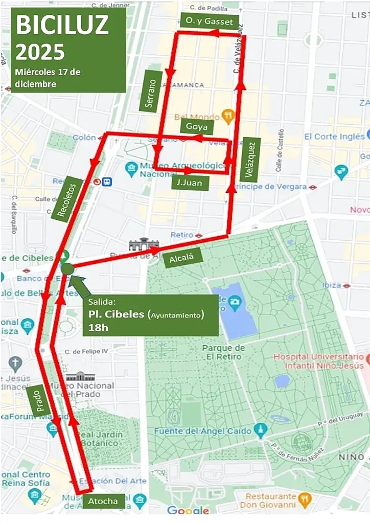 Aquí tienes el fácil recorrido del Biciluz 2025.