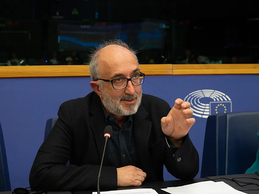 Carlos Rodríguez durante la presentación de 30 Días en Bici en Estrasburgo.