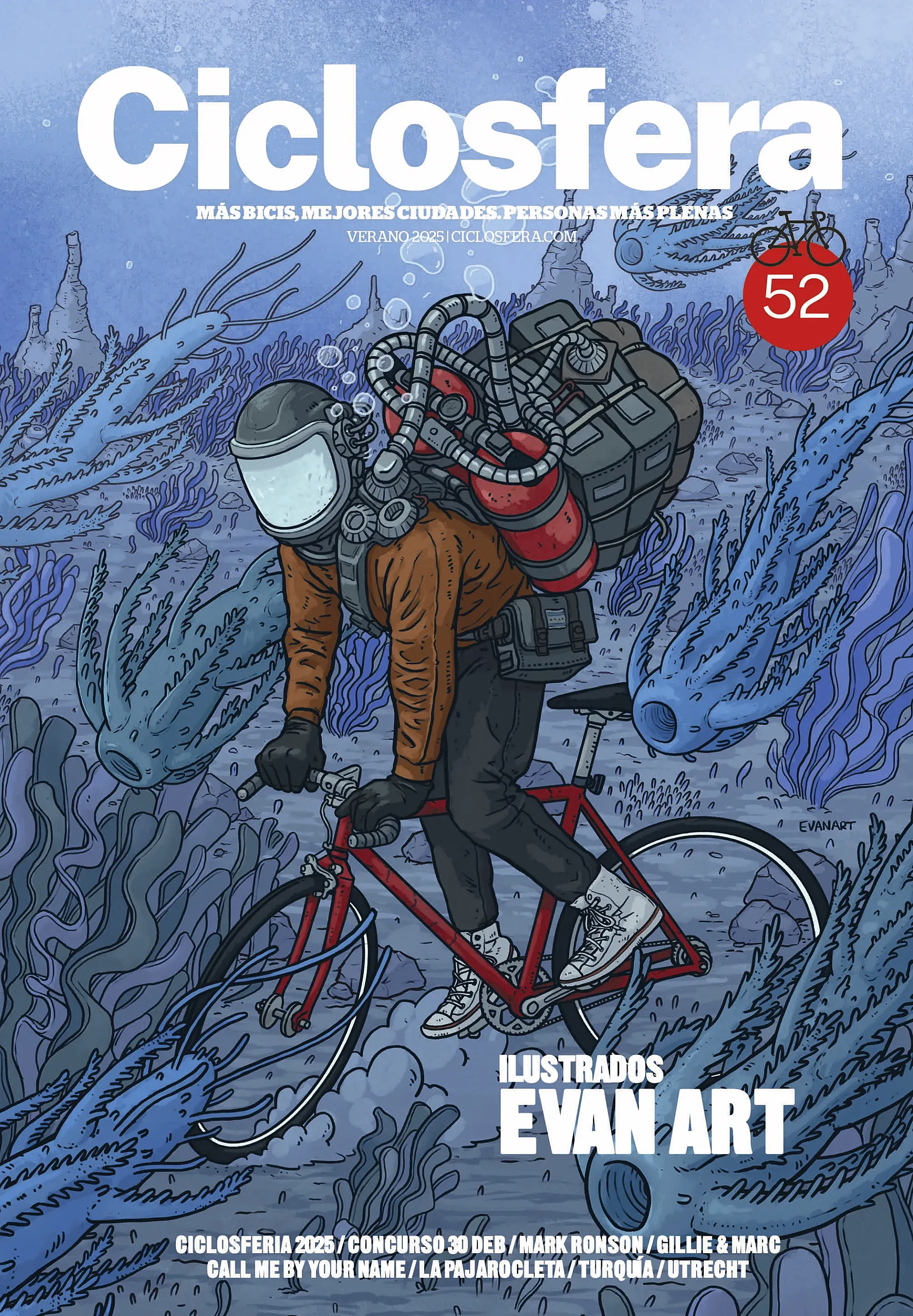 La enorme portada de Ciclosfera #52 la firma Evan Art.