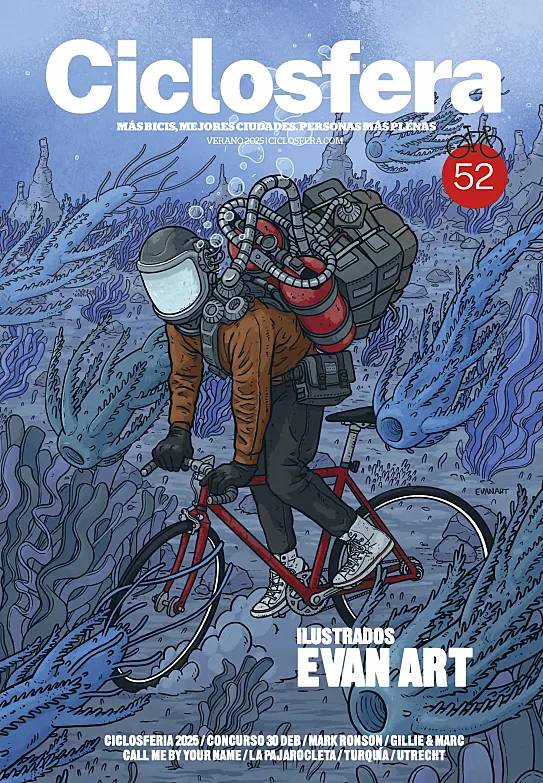 La enorme portada de Ciclosfera #52 la firma Evan Art.