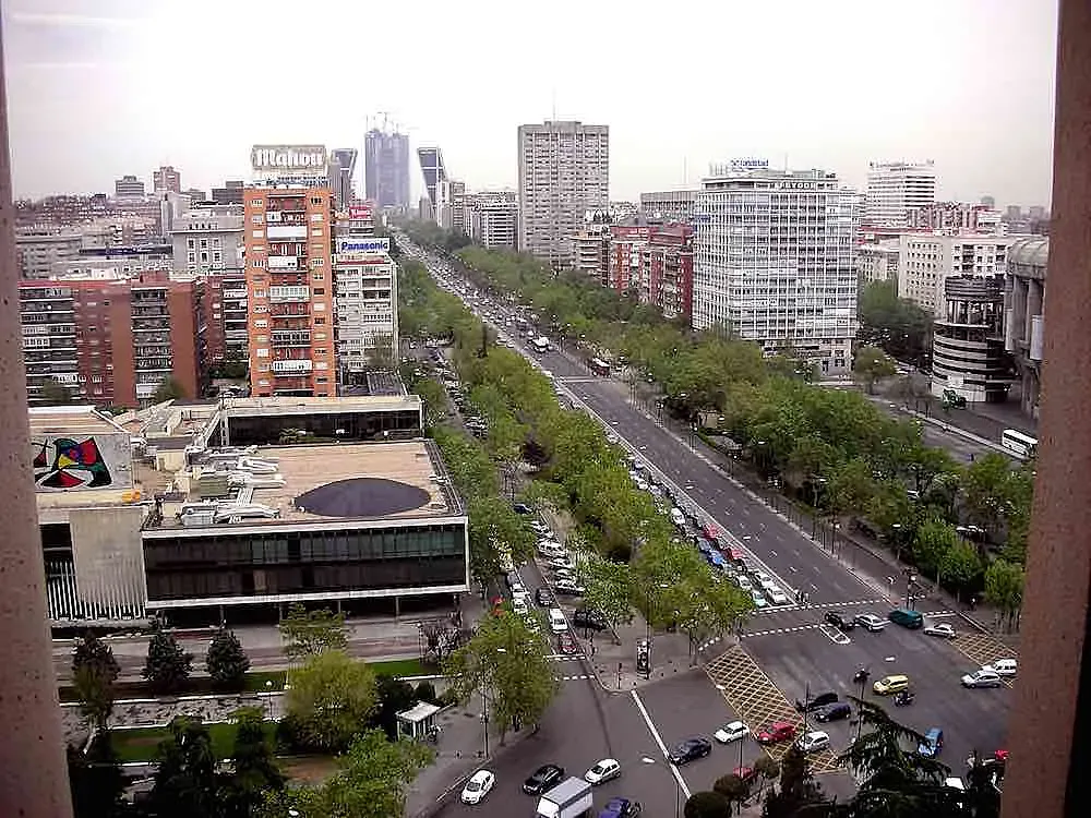Vista aérea del Paseo de la Castellana de Madrid.
