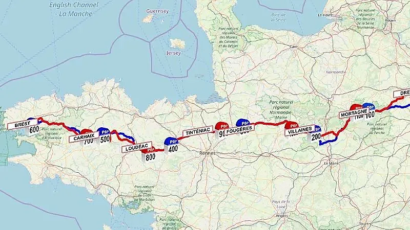 Recorrido de Paris-Brest-Paris en 2023.